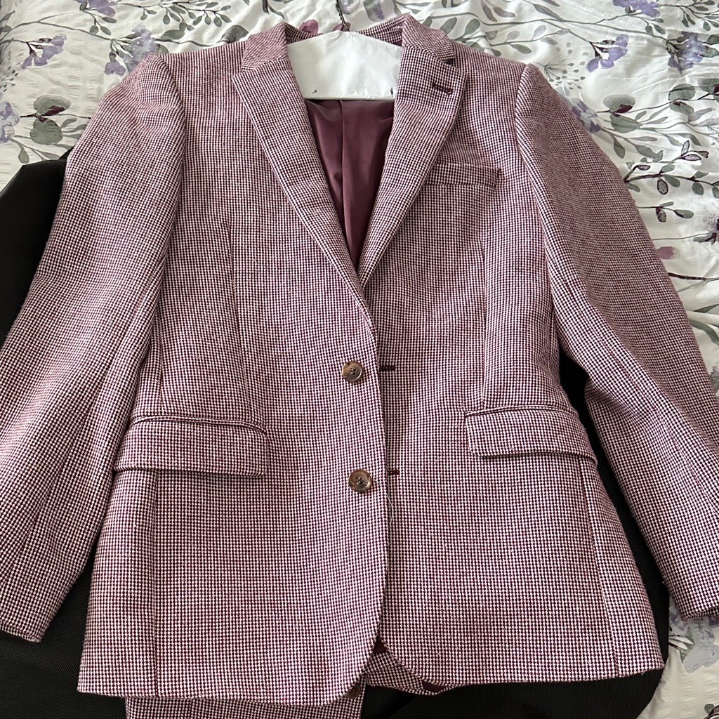 Asos Men's Burgundy Checkered Blazer